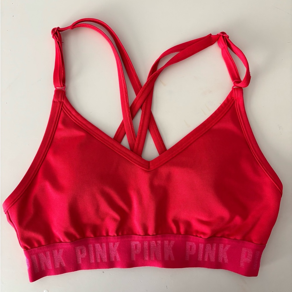 PINK Victoria's Secret Red Sports Bra with Crisscross Straps
